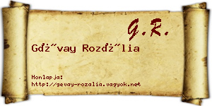 Gévay Rozália névjegykártya