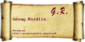 Gévay Rozália névjegykártya